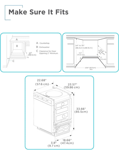 BLACK+DECKER 24" Ingeboude Skottelgoedwasser, 12-Plekkie Plaatkapasiteit met Vlekvrye Staalbad, Skottelgoedwasser met 5 Wasprogramme en Slim Wasiklus, ENERGY STAR Gesertifiseer, BDW100MW, Wit