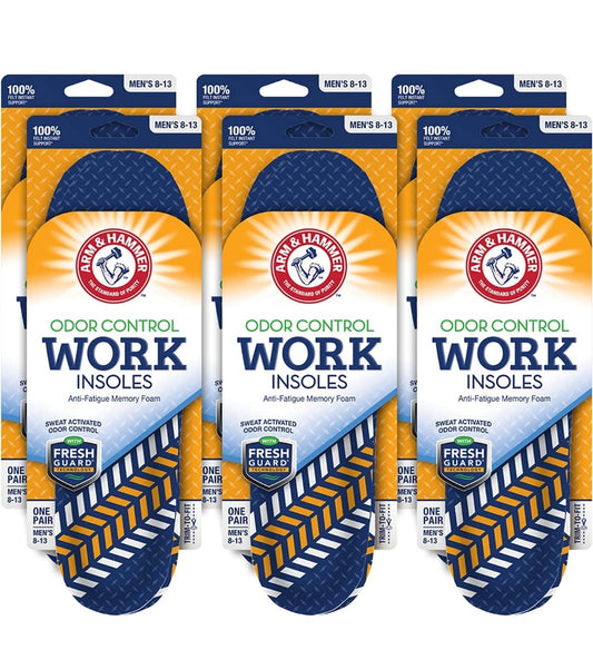 Arm & Hammer Anti-Moeheid Geheueskuim Reuk Binnesole Boogsteun vir Mans en Vroue - 6 Pak