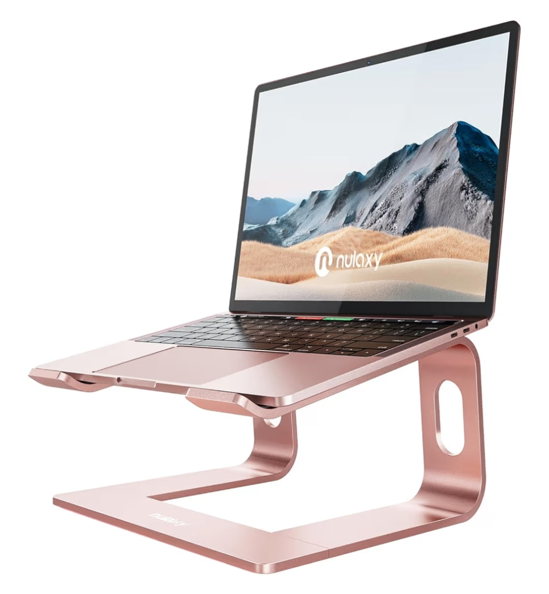 Skootrekenaarstaander, Ergonomiese Afneembare Aluminium Verhoogstuk Notaboekhouer Versoenbaar met MacBook Air Pro, Dell XPS, HP, Lenovo 10-16” - Roosgoud