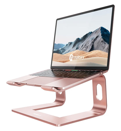 Skootrekenaarstaander, Ergonomiese Afneembare Aluminium Verhoogstuk Notaboekhouer Versoenbaar met MacBook Air Pro, Dell XPS, HP, Lenovo 10-16” - Roosgoud