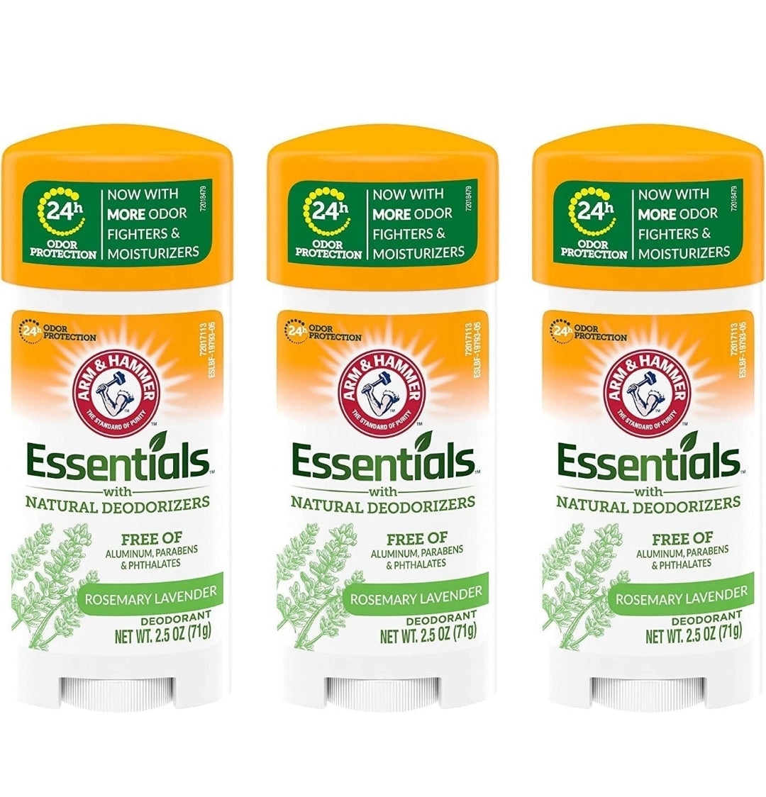 ARM & HAMMER Essentials Deodorant Fresh Rosemary Lavender - 2.50 oz (Pack of 3)