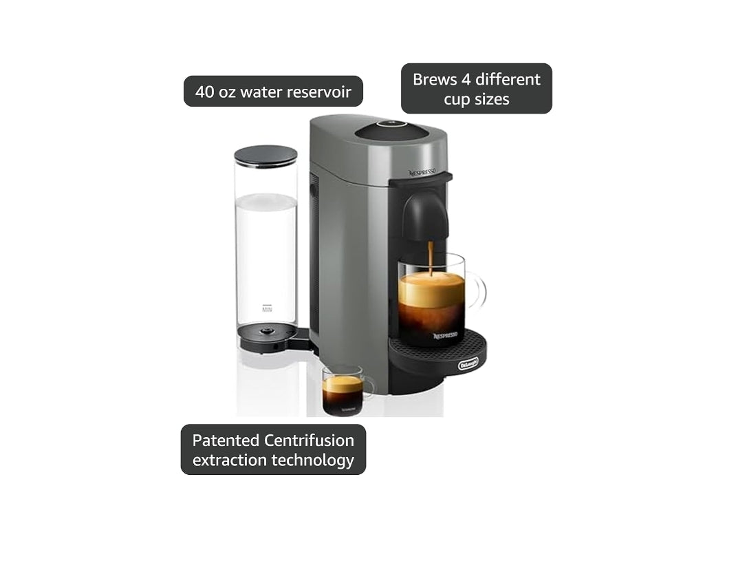 Nespresso Vertuo Plus Koffie- en Espressomasjien deur De'Longhi - Grys