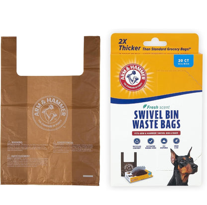 Arm & Hammer Heavy Duty Pet Waste Bags for Swivel Bin & Rake Dog Pooper Scooper - 20CT (Packaging May Vary)