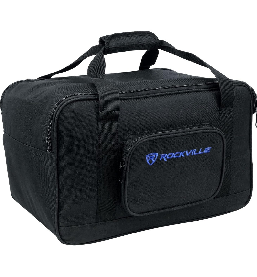 Rockville Pair BPA8 8" Professional Powered Active 300w DJ PA Speaker w Bluetooth Bundle with Rockville Pair TB8 Lightweight Rugged Speaker Bag Carry Case for 8" DJ PA Speakers
