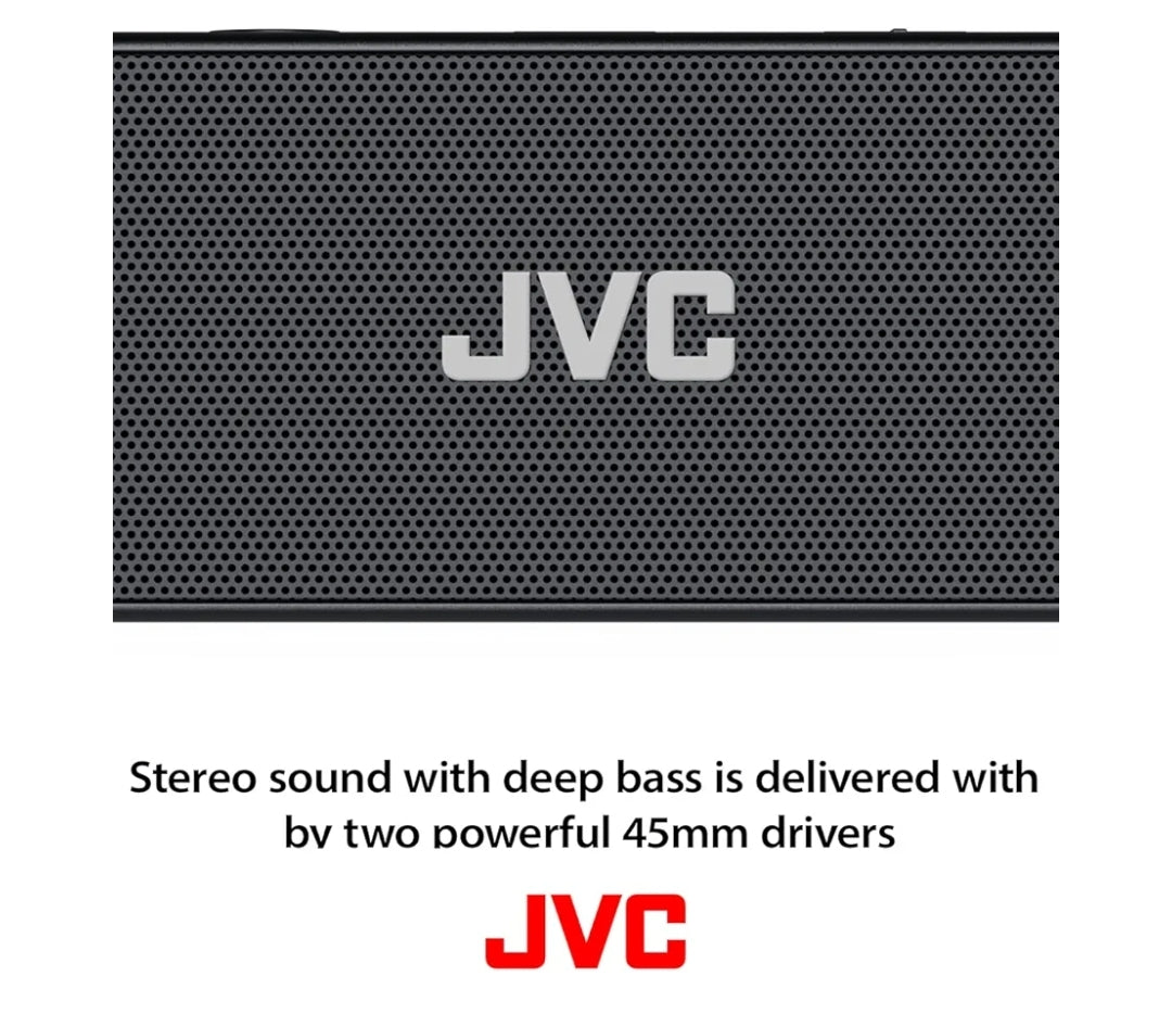 JVC Draagbare Draadlose Luidspreker met Stereoklank, Bluetooth 5.0, TWS Stereo Funksie, Waterdig IPX7, tot 22-Uur Batterylewe - SPSQ4BT, Swart