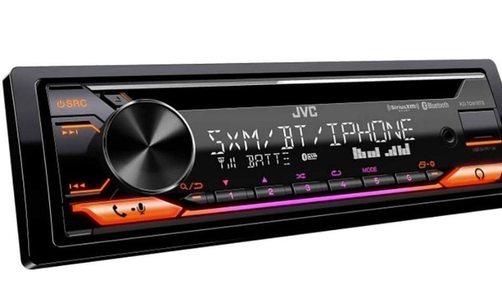 JVC KD-TD91BTS Bluetooth-motorstereontvanger met USB-poort – 2-reël LCD-skerm, AM/FM-radio – CD- en MP3-speler – Amazon Alexa-geaktiveer – Enkel-DIN – 13-band EQ (Swart)