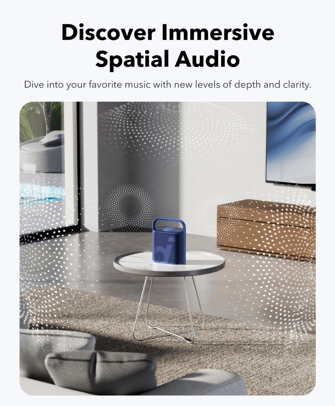 Soundcore Motion X500 Bluetooth Speaker with Spatial Audio, Hi-Res Sound, 3-Channel Audio, Upward Firing Driver, Ambient Light