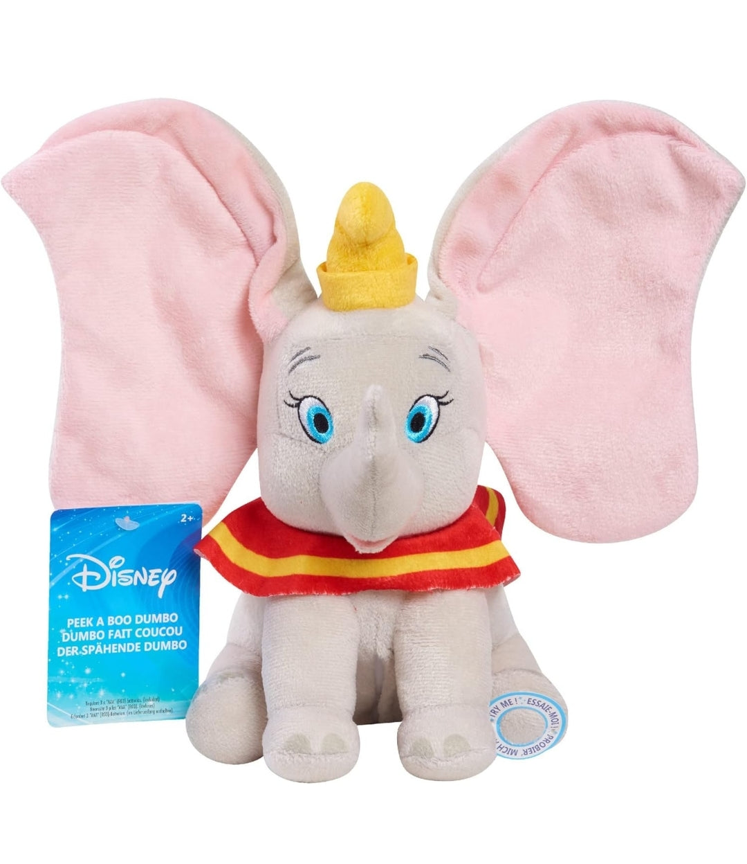 Disney Peek-A-Boo 10.5" Dumbo Interactive Plush Stuffed Animal, Elephant, Soft Fabric - Kids Toys