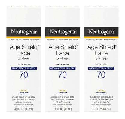 Neutrogena Age Shield Face Olievrye Sonskermroom met Breëspektrum SPF 70, Nie-Komedogenies Bevogtigend 3 fl. oz (Pak van 3)
