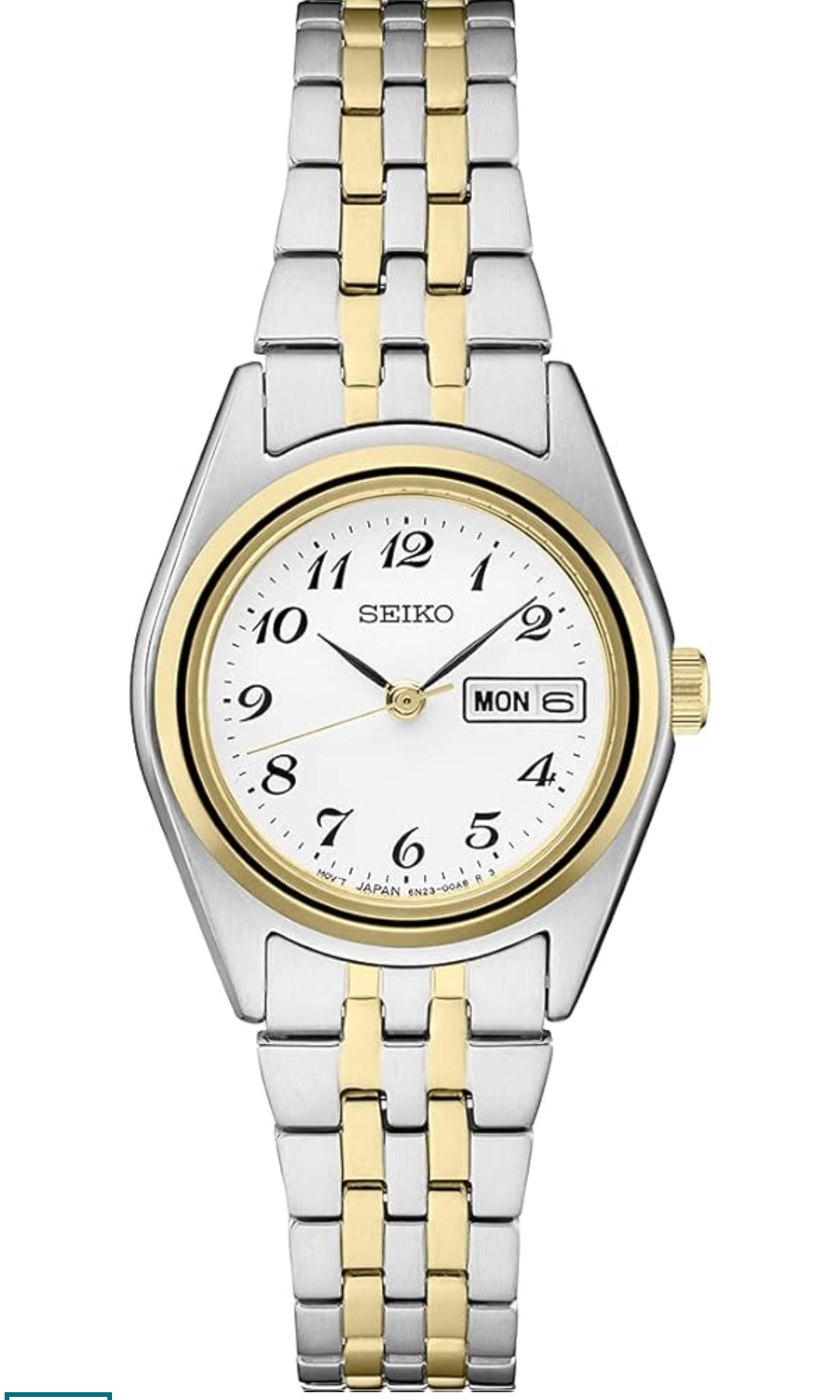 SEIKO Watch Essentials Dag/Datum Kalender, Tweekleurige Vlekvrye Staalkas, 100m Waterbestand