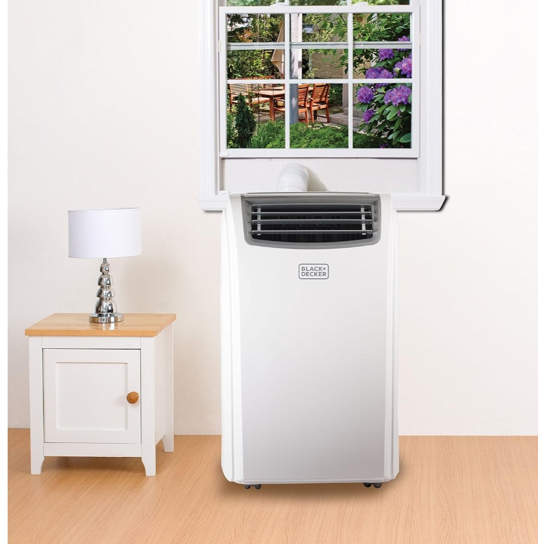 BLACK+DECKER Slim Draagbare Lugversorger met Verhitting, 12,000 BTU Verkoeling, 9,000 BTU Verhitting vir Kamers tot 51.1 Vierkante Meter, "Follow Me" Afstandbeheer, BPACT12HWT, Wit