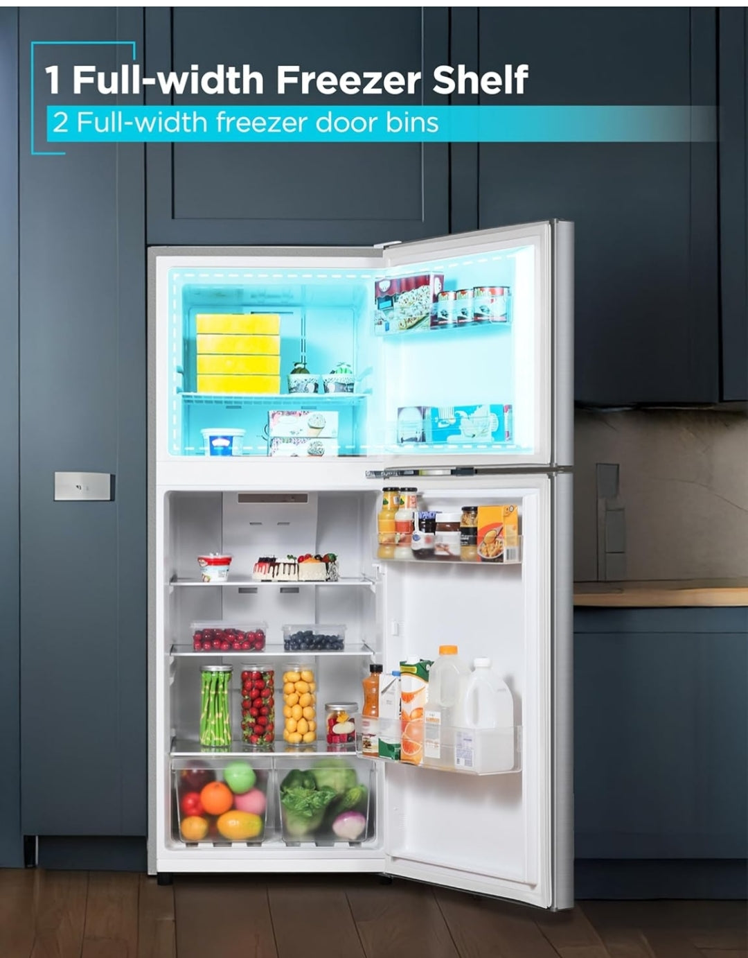 BLACK+DECKER 12.1 Cu. Ft. Ys-op-vrieskas Yskas met Vriesskas, 2-Deur Yskas met Ys-op-vrieskas en Verstelbare Temperatuurbeheer, ENERGY STAR, BR1210HS, Vlekvrye Staal Voorkoms