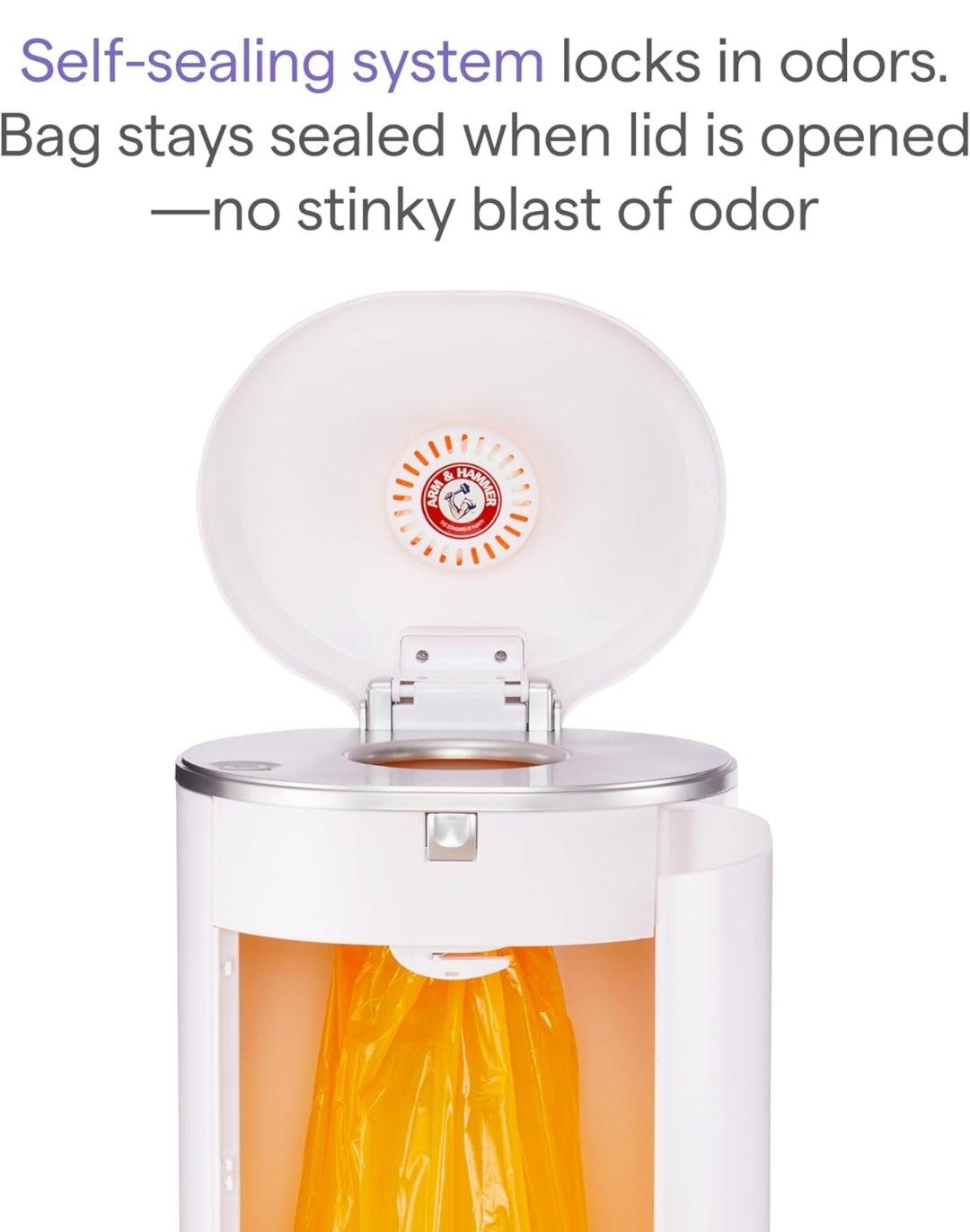 Munchkin STEP Diaper Pail by Arm & Hammer Includes 1 Snap, Seal & Toss Bag, 1 Starter Refill Ring