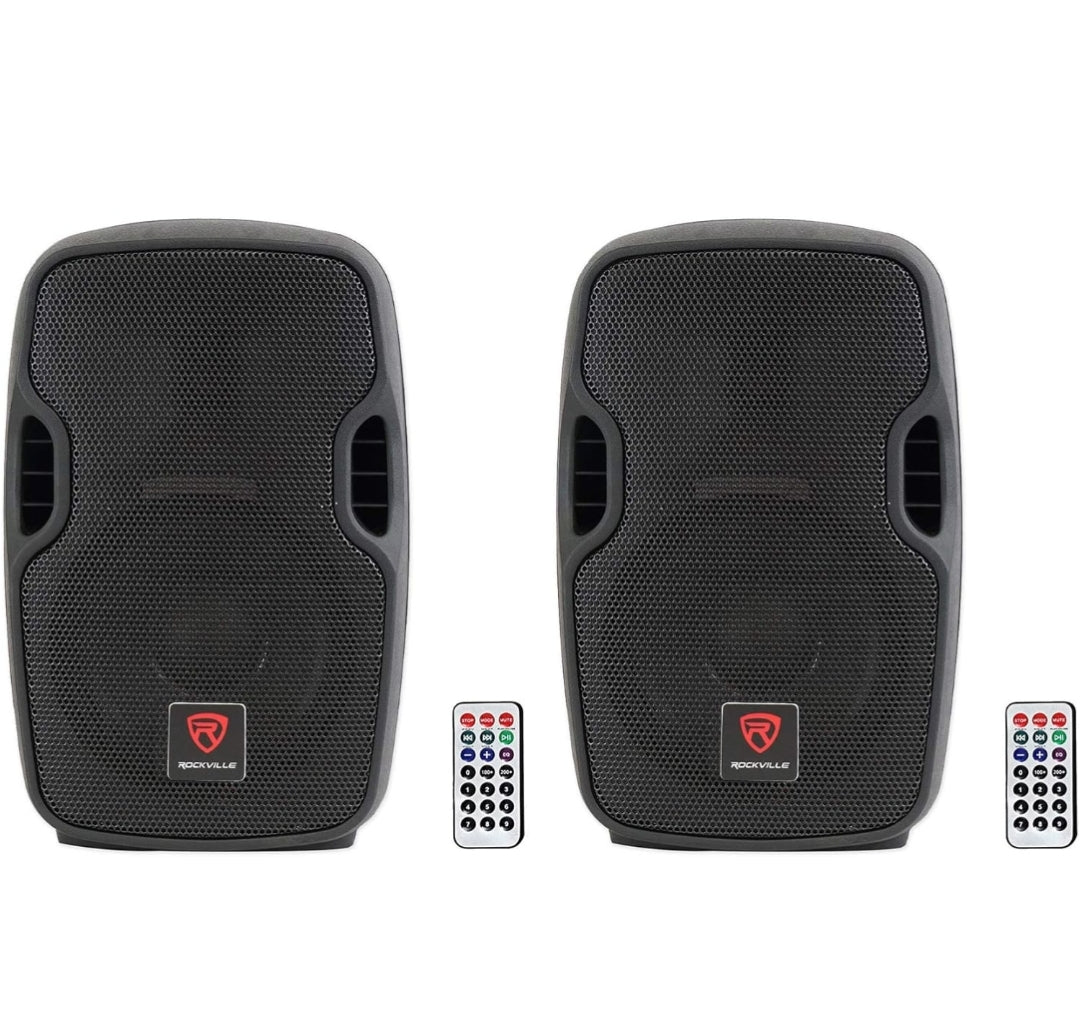 Rockville (2) BPA8 8" Professional Powered Active 300w DJ PA Speakers+Bluetooth
