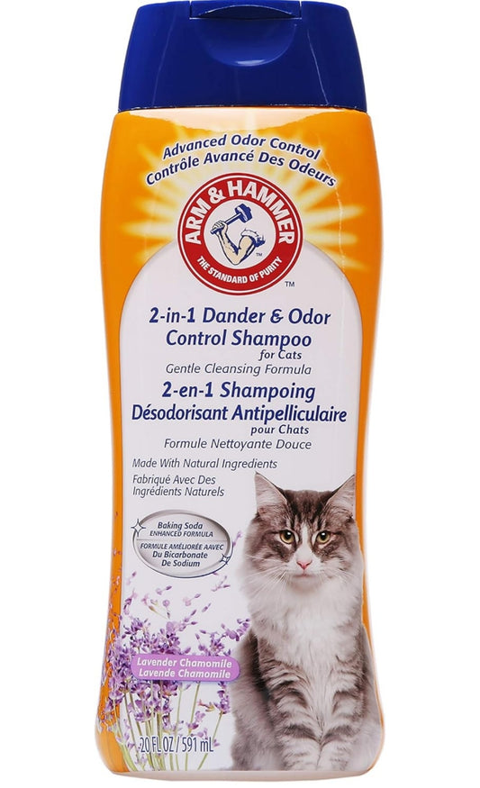 Arm & Hammer 2-in-1 Ontgeurende Sjampoe vir Katte - Laventel Kamille Geur, 591ml (Pak van 1)