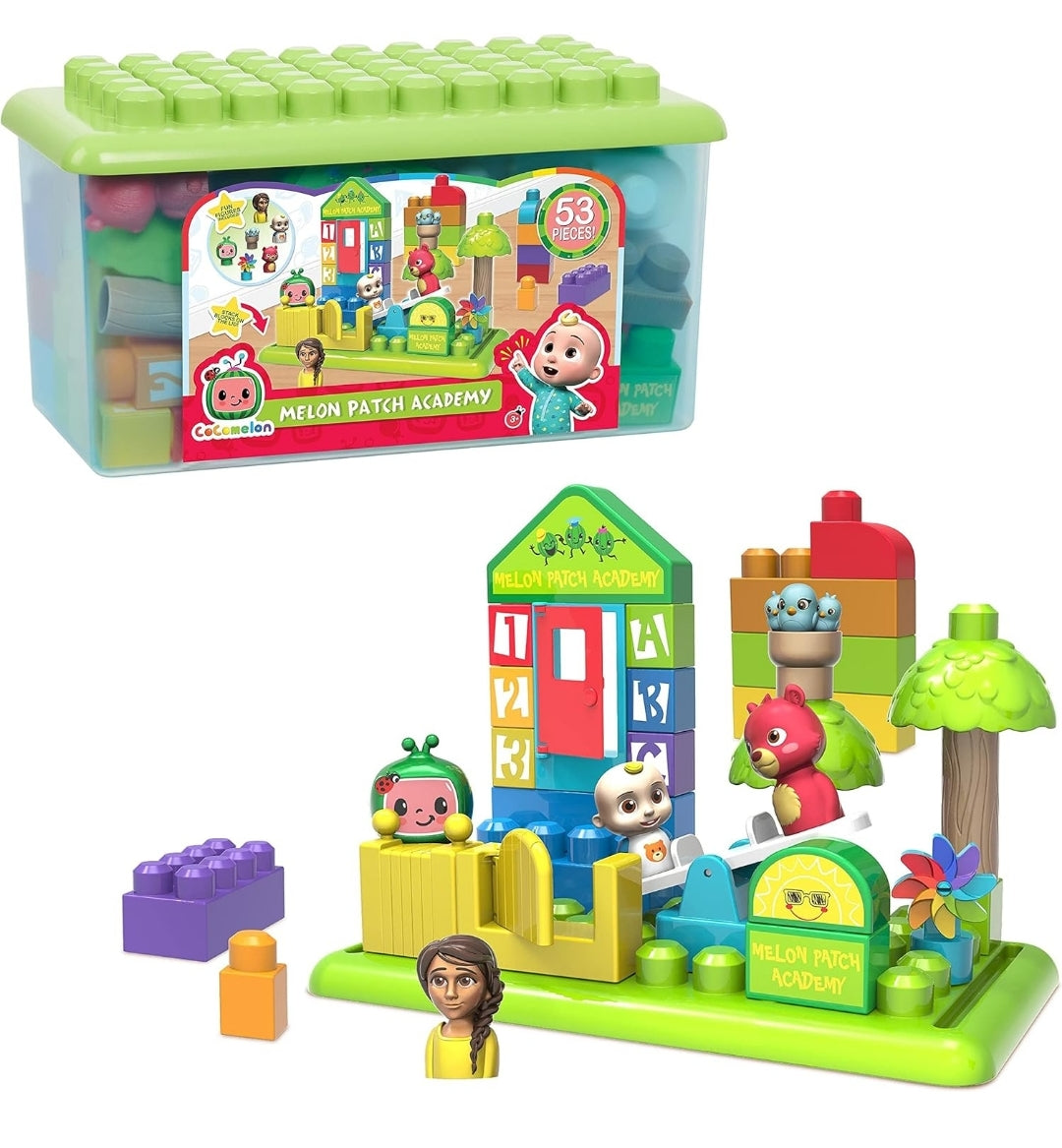 CoComelon Just Play Patch Academy, 53 Large Building Blocks Includes 6 Character Figures, Officially Licensed Kids Toys for Ages 18 Month