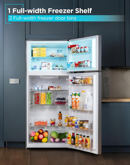 BLACK+DEDECKER 14.6 Kub. Vt. Bo-op Yskas met Vleiskas, 2-Deur Yskas met Bo-Vleiskas en Verstelbare Temperatuurbeheer, ENERGY STAR, BR1460HS, Roesvrye Staal Voorkoms
