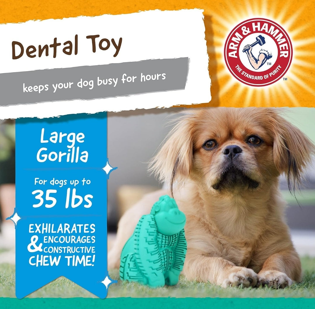 Arm & Hammer for Pets Super Treadz Gorilla Dental Chew Toy for Dogs - Dog Dental Toys Reduce Plaque & Tartar Buildup Without Brushing - Safe for Dogs up to 35 Lbs (Pack of 12)