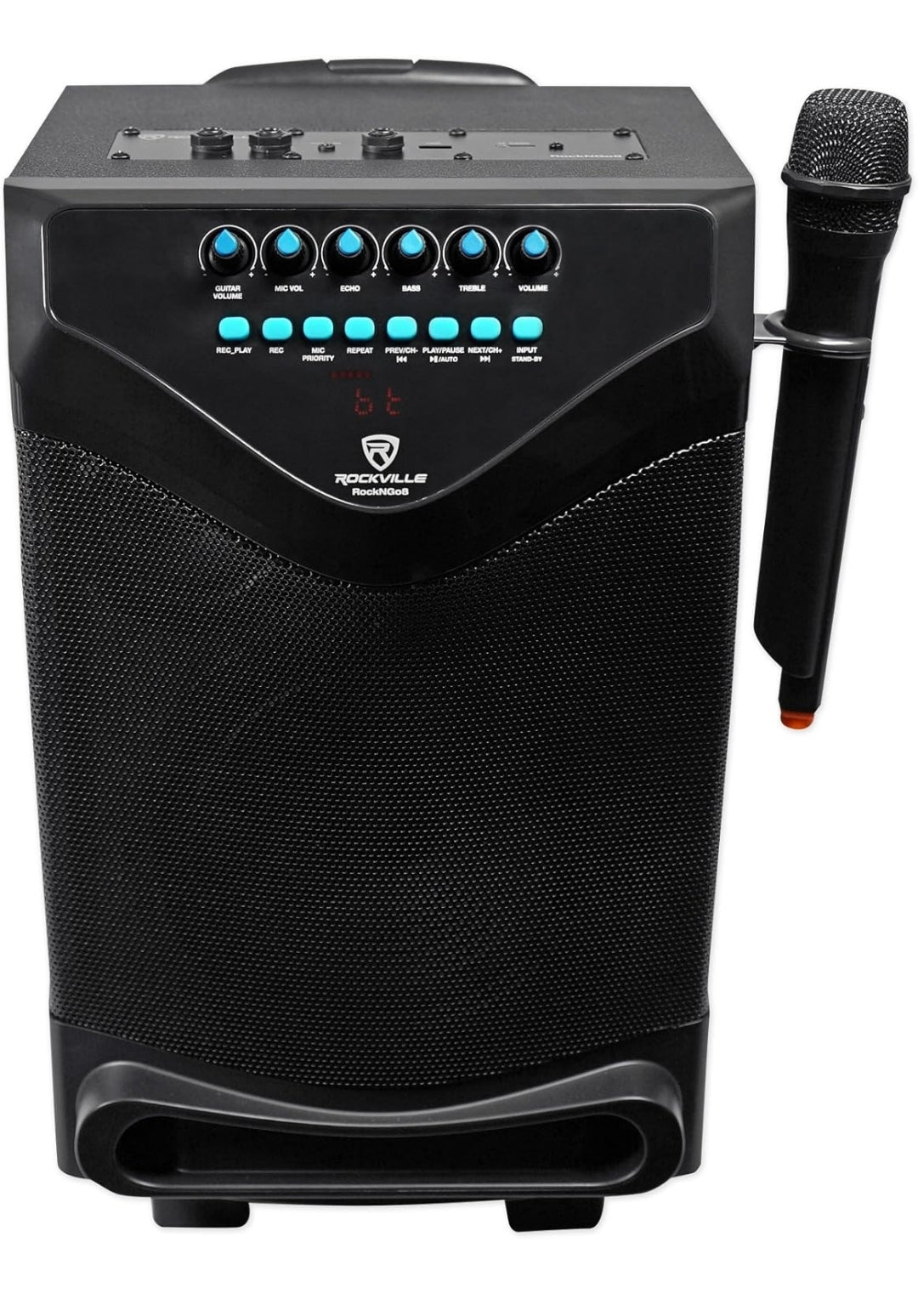 Rockville ROCKnGo 8" Portable Rechargeable Bluetooth PA Speaker+(3) Microphones
