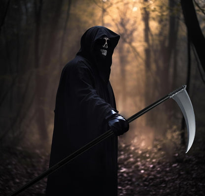 Spooktacular Creations Halloween Grim Reaper-seisbykomstighede, 52 duim Grim Reaper-wapen vir Halloweenpartytjie, Voorgee-spel-kostuum