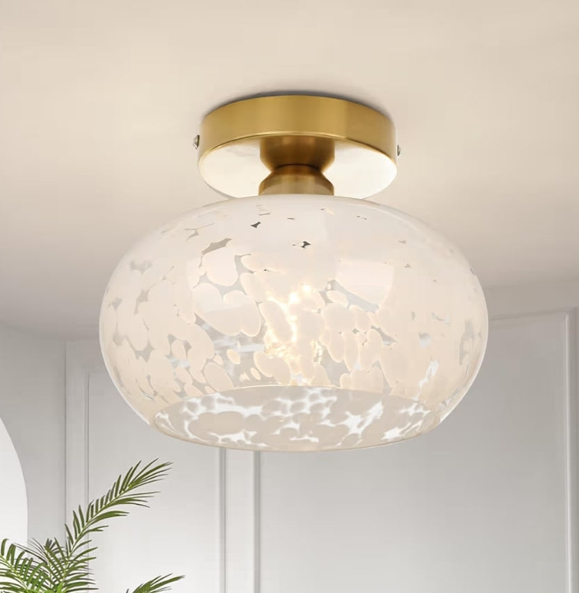 TUIS Moderne Plafonlig met Semispaarsnyding, Glas Slaapkamerlig, Naby Plafon, Ganglig