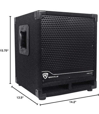 Rockville RBG10S Aktiewe PA-Subwoofer, Kompak, 10", 1200W, Diep Bas, Veranderlike Crossover, Ingeboude Beperker, Paalmontering, Ideaal vir DJ, Huispartytjies