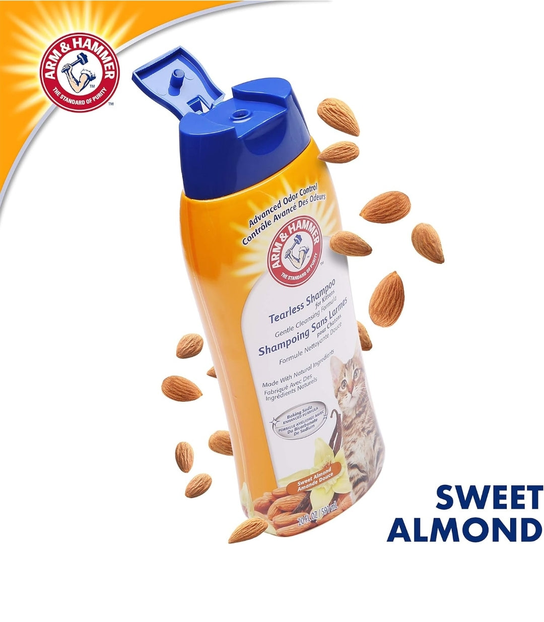 Arm & Hammer Tearless Kitten Shampoo for Cats Natural Cat Shampoo for Odor Control (20Oz)  (Pack of 1)