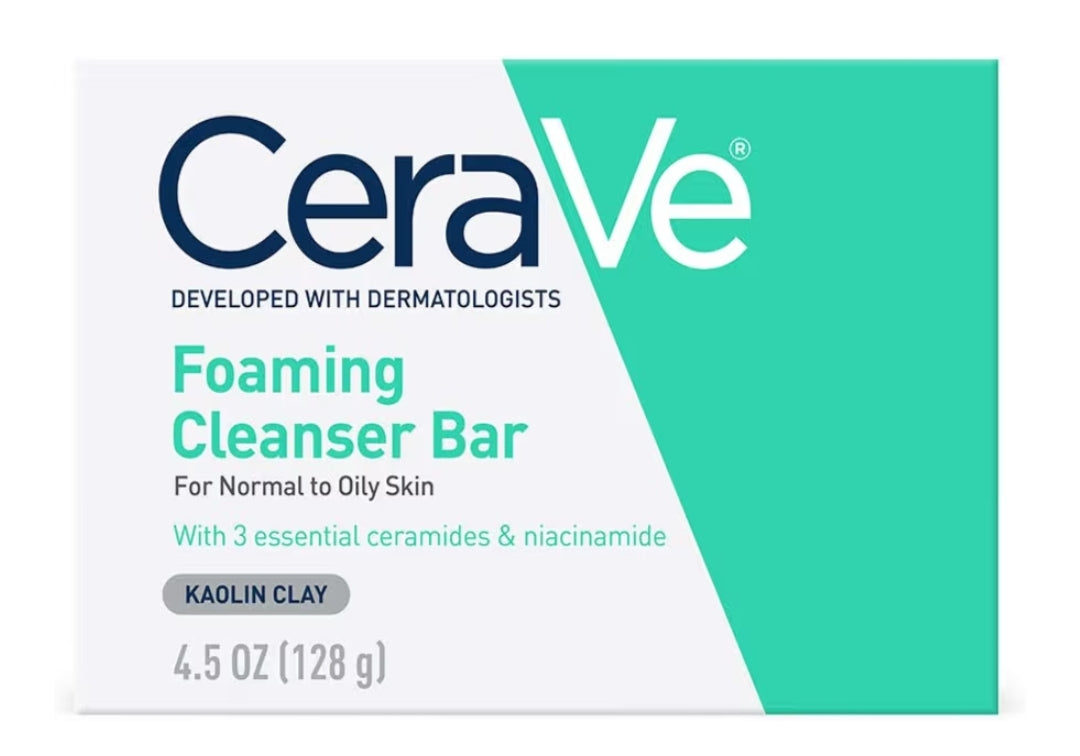 CeraVe Skuimende Skoonmaakstaaf, Seepvrye Liggaams- en Gesigreiniger vir Olierige Vel, Geurvry - 127g (1)