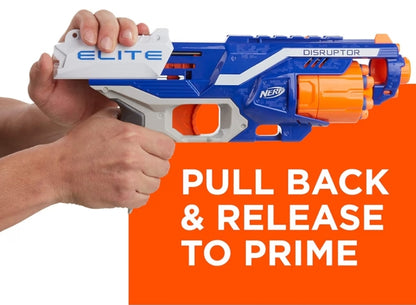NERF Disruptor Elite Blaster - 6-Dart Rotating Drum, Slam Fire, Includes 6 Official Nerf Elite Darts