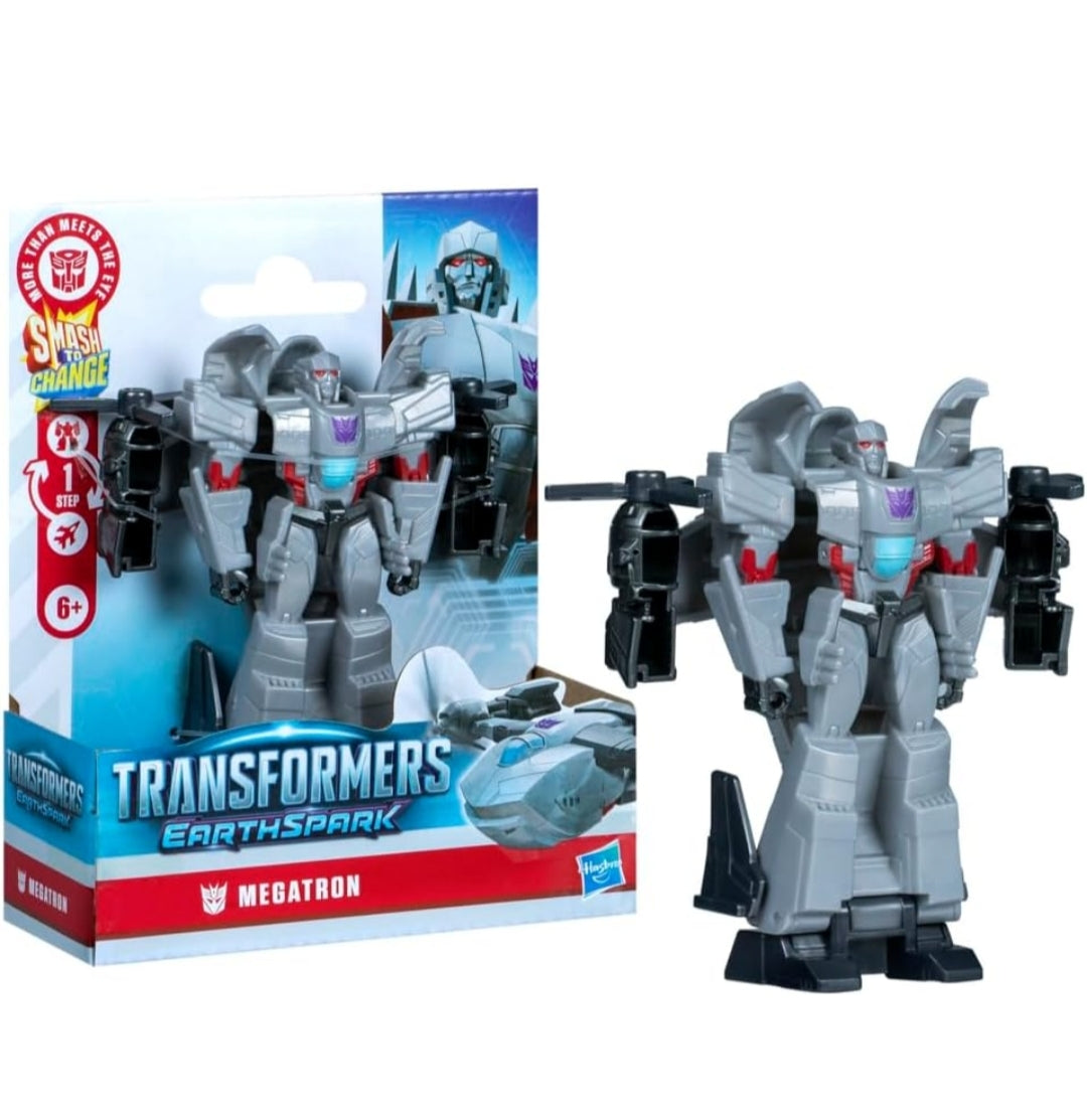 Transformers EarthSpark 1-Step Smash Changers Megatron 4-Inch Action Figure, Robot Toys for Boys and Girls 6 and Up