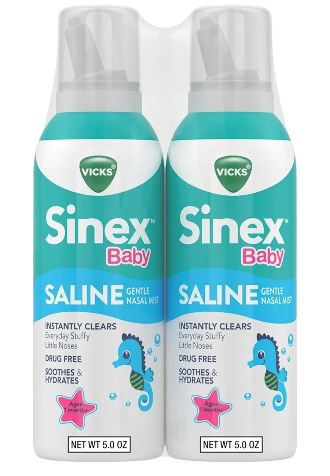 VICKS Sinex Baba Soutoplossing Neussproei, Streel & Hidreer, Veilig Vir Daaglikse Gebruik, Sag Vir Alle Ouderdomme, 5oz(2)