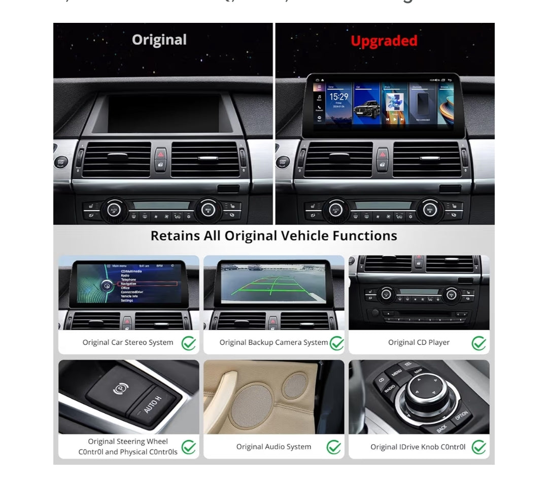 12.3" 6G+128G Android Head Unit Compatible wi/ BMW X5 Series E70 2010-2013 CIC System, 4G LTE, Wireless CarPlay & Android Auto, DSP・32Band EQ,SCVC, GPS Tracking