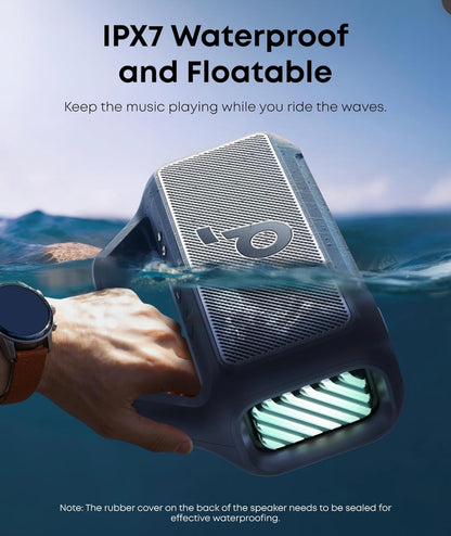 Soundcore Boom 2 By Anker, Outdoor Speaker, 80W, Subwoofer, BassUp 2.0, 24H Playtime, IPX7 Waterproof, Floatable, RGB Lights, USB-C, Custom EQ, Bluetooth 5.3, Portable for Camping, Beach, and Backyard