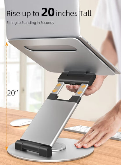 Teleskopiese 360 Roterende Skootrekenaarstaander vir lessenaar Verstelbare Hoogte Swivel Uittrekontwerp Ergonomiese Skootrekenaarverhoger Pas alle 10-17" – Silwer