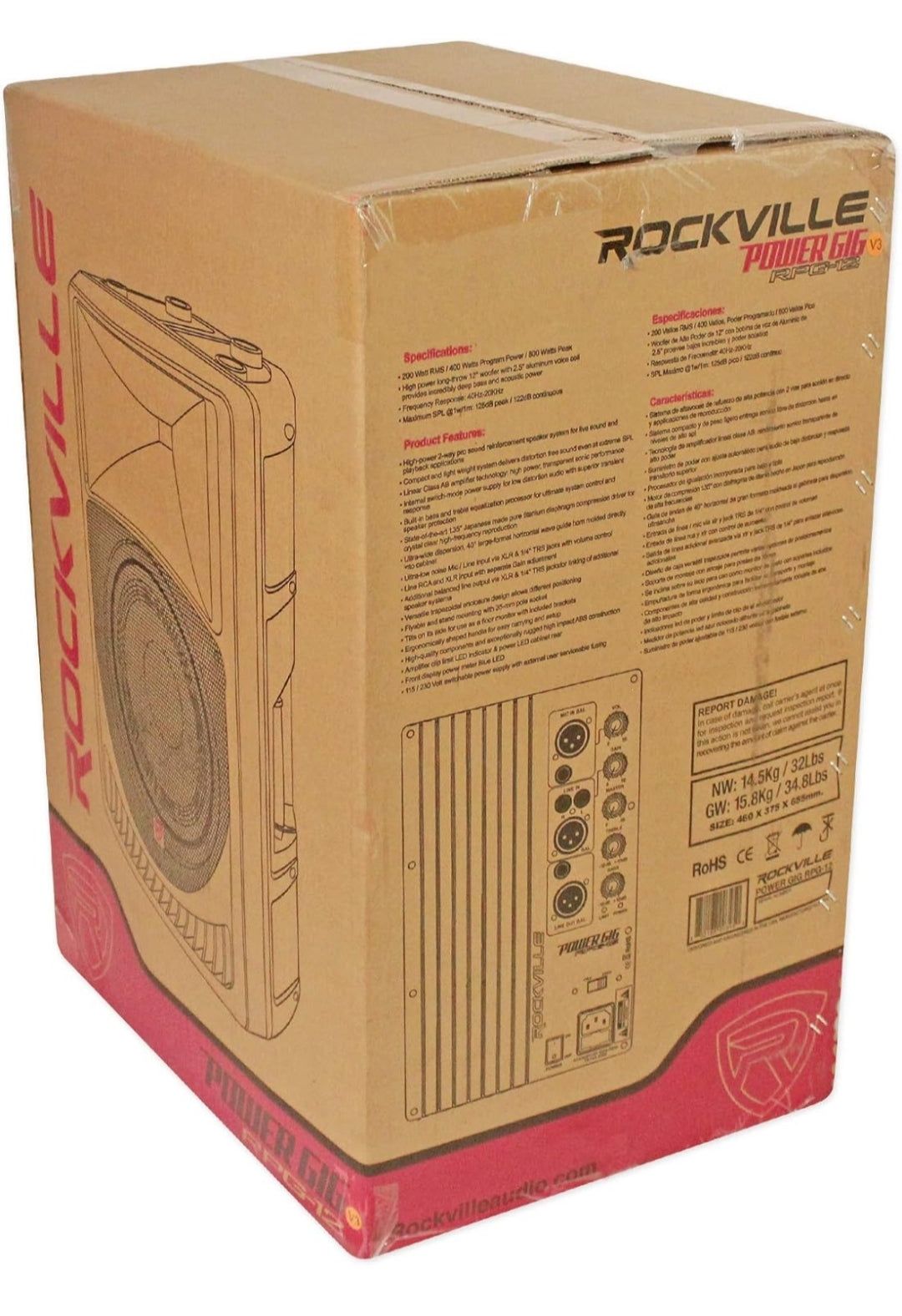 Rockville RPG12 12" 800W Powered DJ PA Speaker with Bluetooth, Deep Bass, 2 Channel Mixer, EQ, Wireless Remote