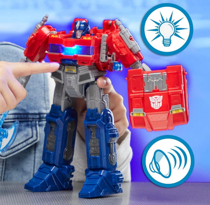 Transformers One Movie Power Flip Optimus Prime (Orion Pax) Converting Action Figure, 4 Modes, 10-inch Interactive Electronic Toy, Lights & Sounds, 6+
