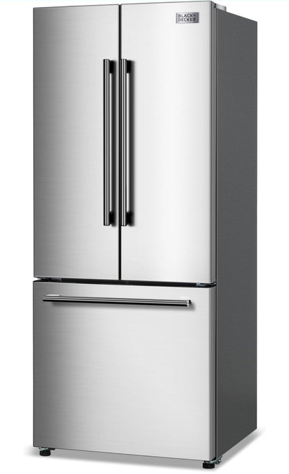 BLACK+DECKER 16 Kub. Vt. Franse Deur Yskas met Ingeboude Ysmaker, Volgrootte Yskas met Ondergemonteerde Vrieslaai, Rypvry, ENERGY STAR-gesertifiseer, BRF1600GIMS, Vlekvrye Voorkoms