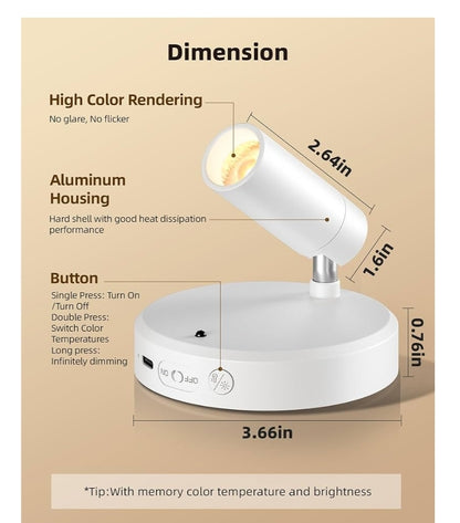 Binnenshuise Kolligte, 5500mAh Herlaaibare Liggie met Afstandbeheer, Draadlose Mini Kuns Aksent Kolligte met Tydhouer en Dimmer (2pk – Wit)