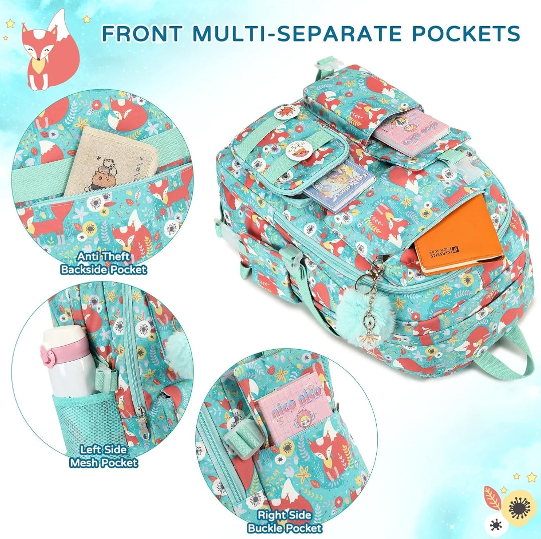 Girls Backpack,15.6 Inch Laptop School Bag Large Primary Elementary Middle College Bookbags Kids Backpacks for Teens Girl Women Students Anti Theft Travel Daypack (Green)