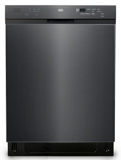 BLACK+DECKER 24" Ingeboude Skottelgoedwasser, 12-Plek Instelling Kapasiteit met Vlekvrye Staal Bad, Skottelgoedwasser met 6 Wasprogramme, Lae Geraas, ENERGY STAR Gesertifiseer, BDW200MB, Swart