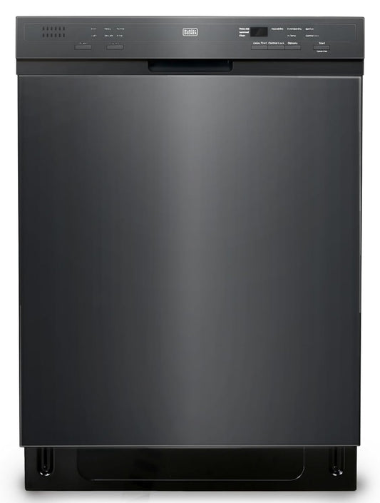 BLACK+DECKER 24" Ingeboude Skottelgoedwasser, 12-Plek Instelling Kapasiteit met Vlekvrye Staal Bad, Skottelgoedwasser met 6 Wasprogramme, Lae Geraas, ENERGY STAR Gesertifiseer, BDW200MB, Swart