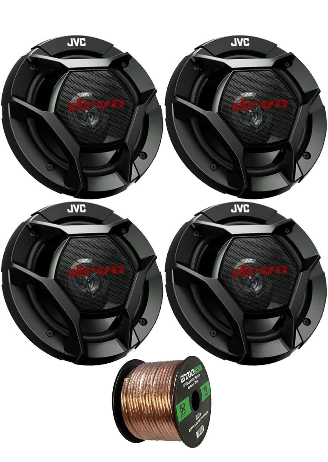 JVC DR Reeks 6.5" 300W Maksimum Krag Karoudio 2-rigting Koaksiale Bondel met 50 Vt 16 Gauge Oudioluidsprekerbedrading - 2 PARE