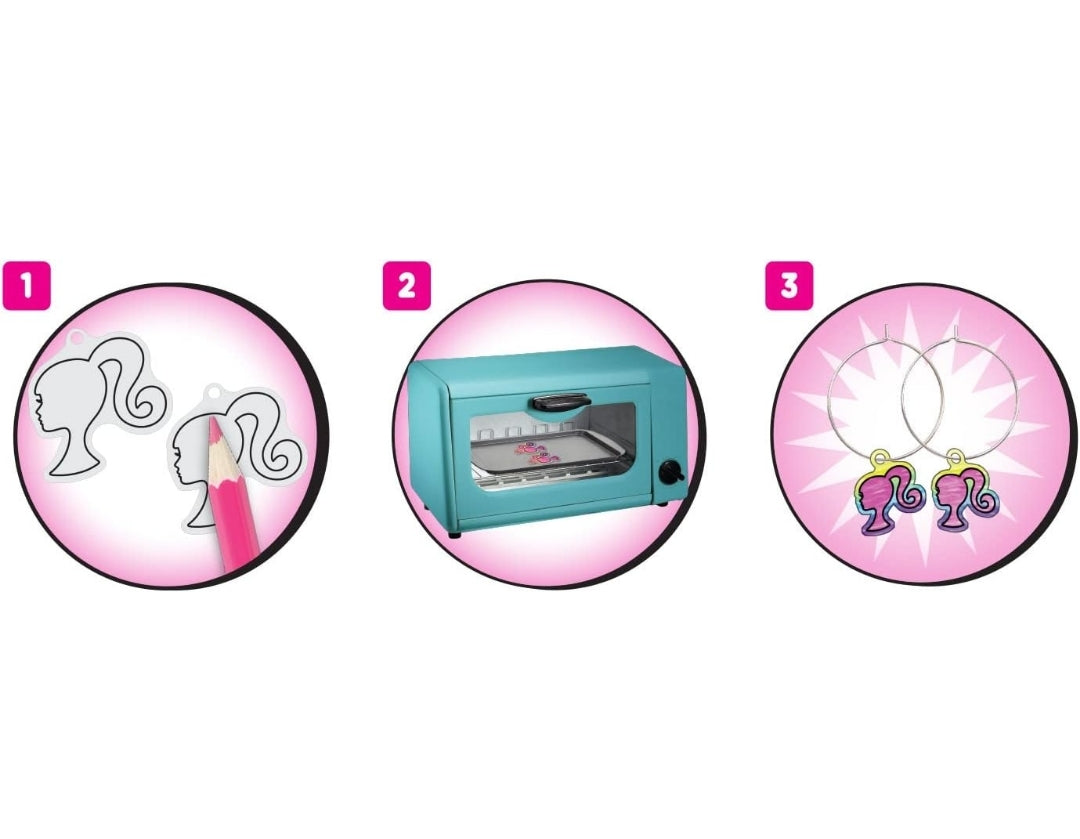 Just Play Barbie Shrinky Dinks Kit and Accessories, 15 Pre-Printed Shrinky Dinks Sheets, Pretend Play, Kids Toys for Ages 5 Up