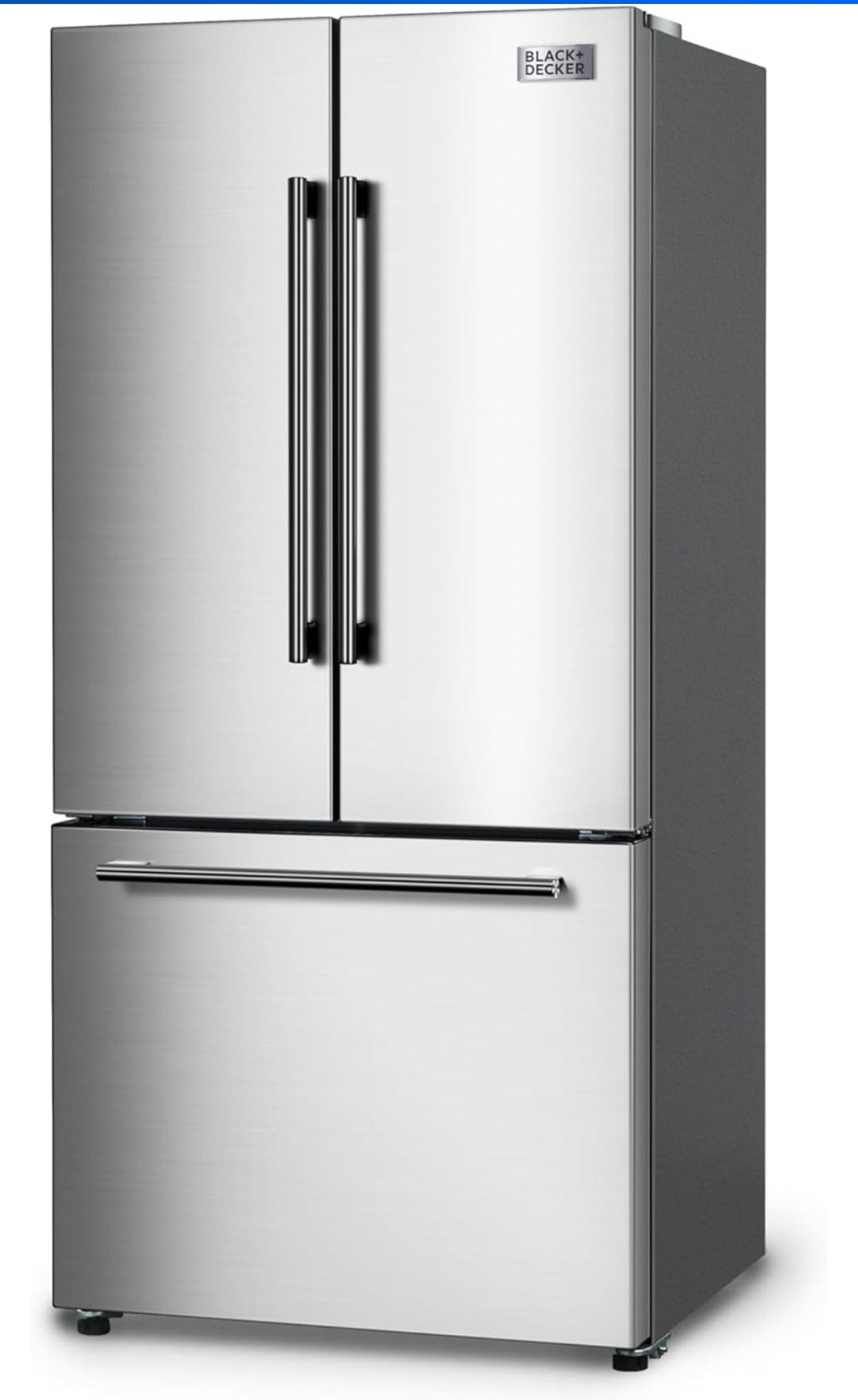 BLACK+DECKER 18 Kub. Vt. Franse Deur Yskas met Ingeboude Ysmaker, Volgrootte Yskas met Ondergemonteerde Vrieskaslaai, Rypvry, ENERGY STAR-gesertifiseer, BRF1800GIMS, Vlekvrye Voorkoms