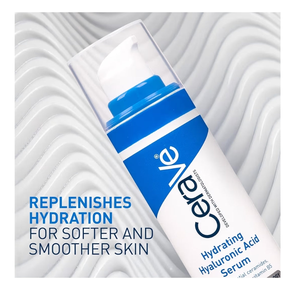 Cerave Hialuroonsuur Serum vir Gesig met Vitamien B5 en Seramiede, Hydrerende Gesig Serum vir Droë Vel, Geurloos (29 ml)