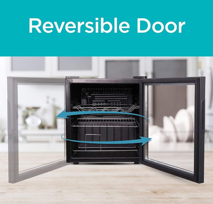 BLACK+DECKER 14 Bottel Wynyskas met Binnebeligting en Meganiese Temperatuurbeheer, Kompressorverkoelde Wynverkoeler Yskas met Wynrak en Plat Rak, Wynbottelverkoeler