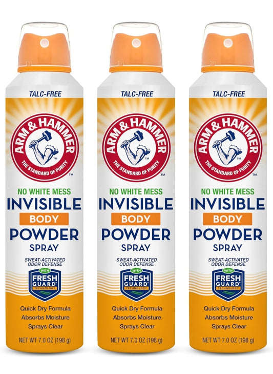 Arm & Hammer Invisible Body Powder Spray, Deursigtige Talkvrye Liggaamsreuk- en Sweetbeheer 7oz (3 Pak)