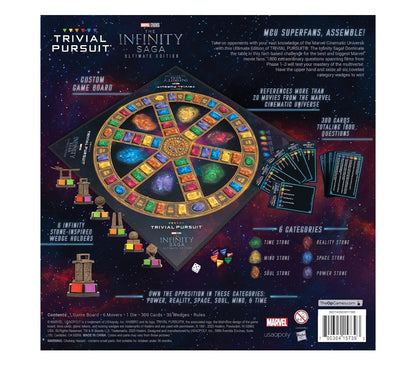 Trivial Pursuit: Marvel Cinematic Universe Ultimate Edition | Officially Licensed | Collectible Trivia Board Game Featuring 6 Infinity Stone Location Movers, 1800 Questions, MCU Phases 1-3
