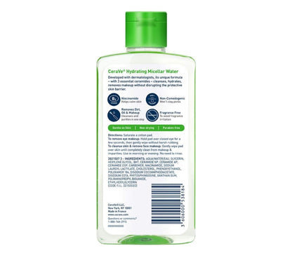CeraVe Micellêre Water, Hidrerende Gesigsreiniger & Ooggrimeringverwyderaar met Niasinamied, Seramiede & Gliserien, Geurvry (10 Oz)