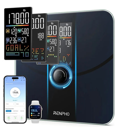 Smart Scale for Body Weight for BMI, Body Fat, Muscle Mass and Smart Body Rechargeable Tape Measure with LED Display
